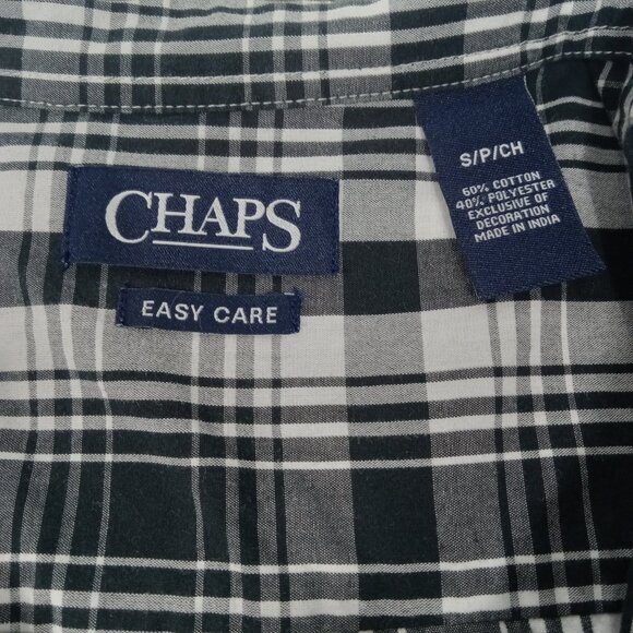 CHAPS Men's Long Sleeve Button Front Casual Shirt Black and White Size Small - Picture 9 of 12